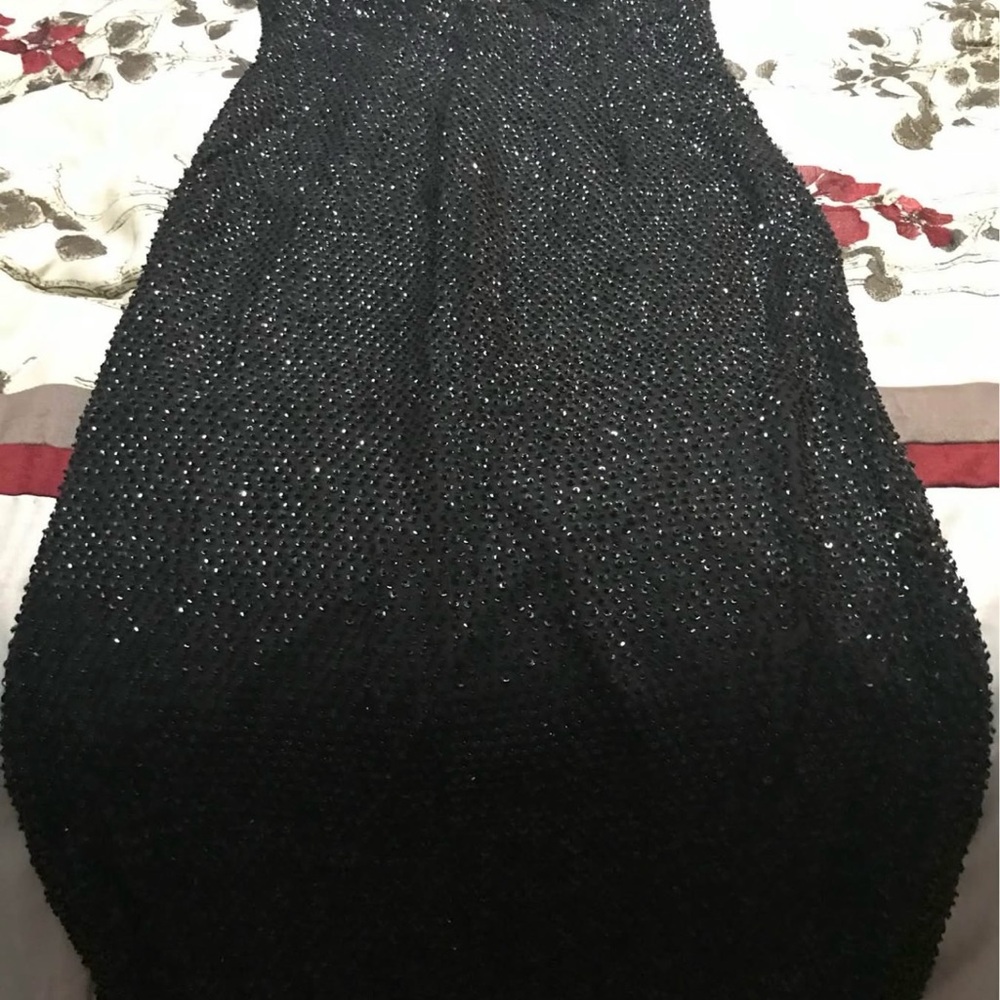 Saks Fifth Avenue 100% Silk Black Beaded Dress